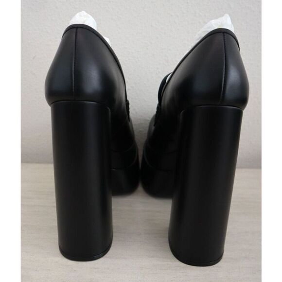 VERSACE WMN Sz 40 US 8.5 Black Mocassino Vitellino Leather High Heel Pumps - Picture 4 of 16